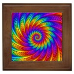 Psychedelic Rainbow Spiral Framed Tile