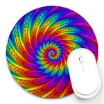 Psychedelic Rainbow Spiral Round Mousepad