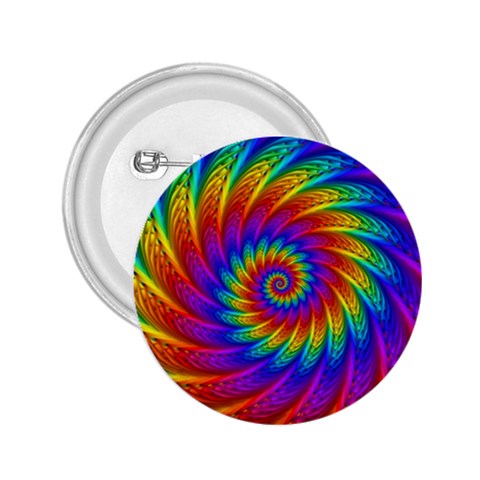 Psychedelic Rainbow Spiral 2.25  Button from ArtsNow.com Front