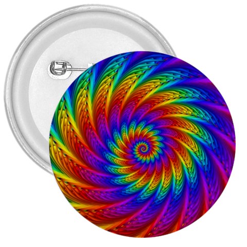 Psychedelic Rainbow Spiral 3  Button from ArtsNow.com Front