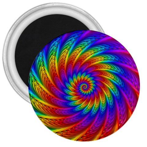 Psychedelic Rainbow Spiral 3  Magnet from ArtsNow.com Front