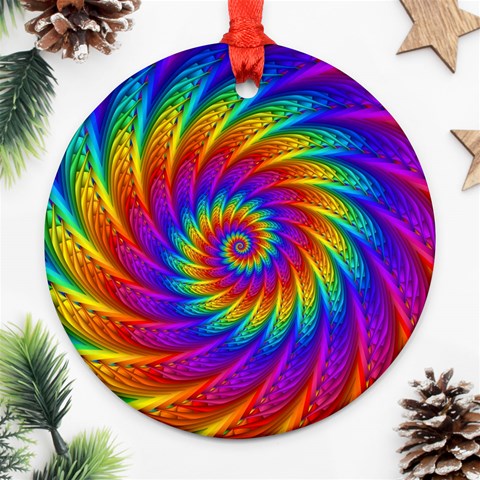 Psychedelic Rainbow Spiral Ornament (Round) from ArtsNow.com Front