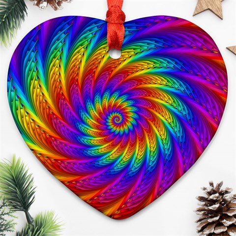 Psychedelic Rainbow Spiral Ornament (Heart) from ArtsNow.com Front