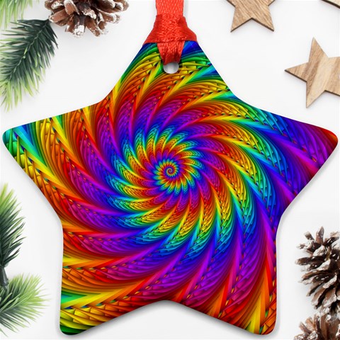 Psychedelic Rainbow Spiral Ornament (Star) from ArtsNow.com Front