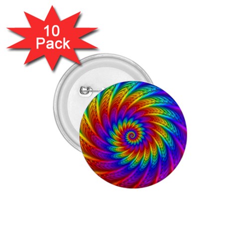 Psychedelic Rainbow Spiral 1.75  Button (10 pack)  from ArtsNow.com Front