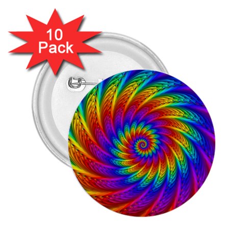 Psychedelic Rainbow Spiral 2.25  Button (10 pack) from ArtsNow.com Front