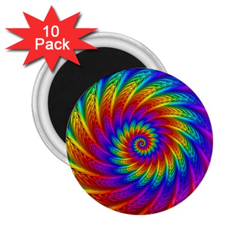 Psychedelic Rainbow Spiral 2.25  Magnet (10 pack) from ArtsNow.com Front