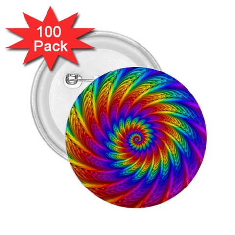 Psychedelic Rainbow Spiral 2.25  Button (100 pack) from ArtsNow.com Front