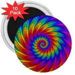 Psychedelic Rainbow Spiral 3  Magnet (10 pack)