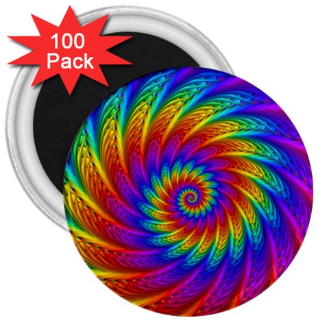 Psychedelic Rainbow Spiral 3  Magnet (100 pack) from ArtsNow.com Front