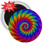 Psychedelic Rainbow Spiral 3  Magnet (100 pack)