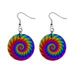 Psychedelic Rainbow Spiral 1  Button Earrings