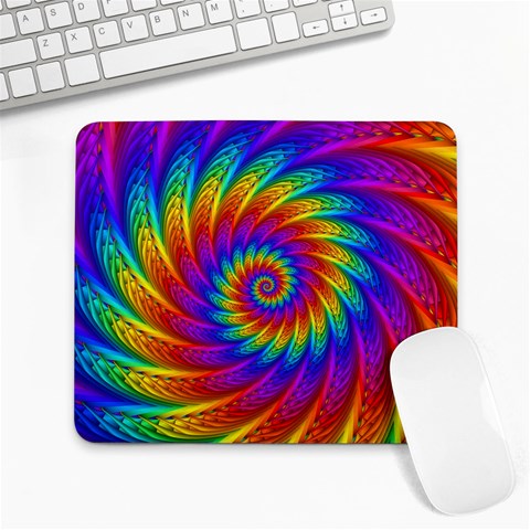 Psychedelic Rainbow Spiral Large Mousepad from ArtsNow.com Front