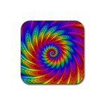 Psychedelic Rainbow Spiral Rubber Coaster (Square)