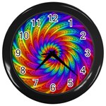 Psychedelic Rainbow Spiral Wall Clock (Black)