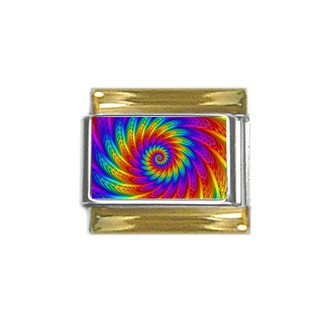 Psychedelic Rainbow Spiral Gold Trim Italian Charm (9mm) from ArtsNow.com Front