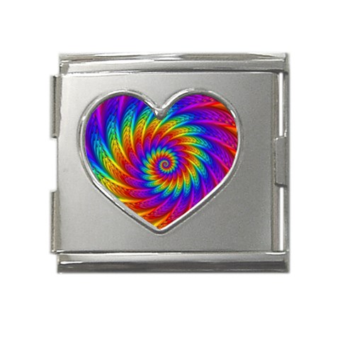 Psychedelic Rainbow Spiral Mega Link Heart Italian Charm (18mm) from ArtsNow.com Front