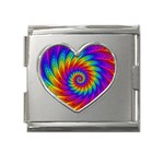 Psychedelic Rainbow Spiral Mega Link Heart Italian Charm (18mm)