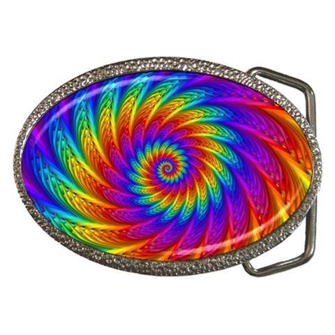 Psychedelic Rainbow Spiral Belt Buckle from ArtsNow.com Front