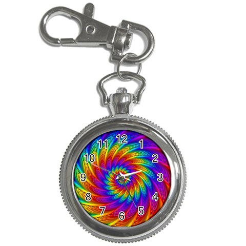 Psychedelic Rainbow Spiral Key Chain Watch from ArtsNow.com Front