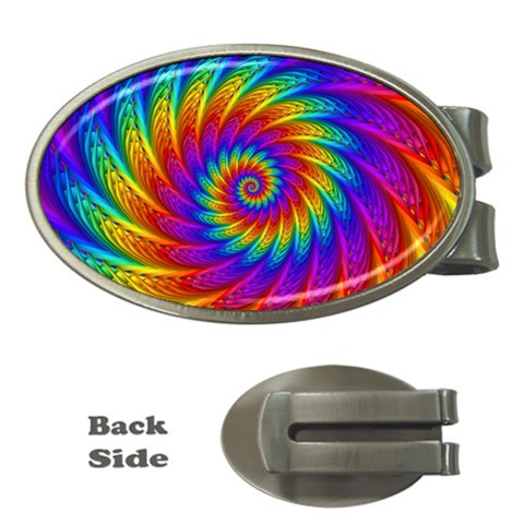 Psychedelic Rainbow Spiral Money Clip (Oval) from ArtsNow.com Front