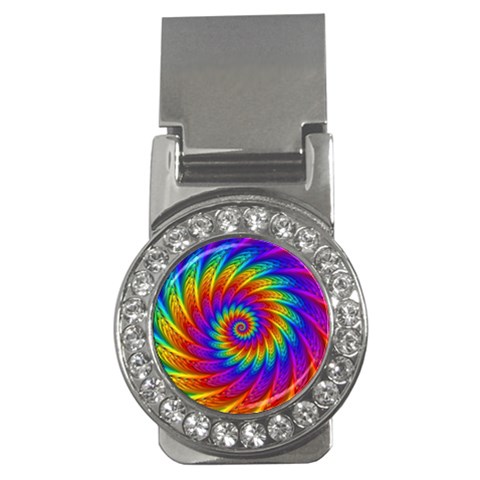 Psychedelic Rainbow Spiral Money Clip (CZ) from ArtsNow.com Front