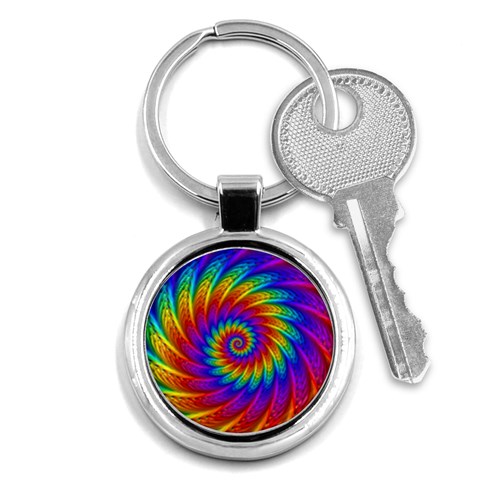 Psychedelic Rainbow Spiral Key Chain (Round) from ArtsNow.com Front