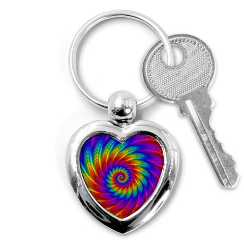 Psychedelic Rainbow Spiral Key Chain (Heart) from ArtsNow.com Front