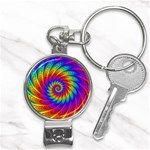 Psychedelic Rainbow Spiral Nail Clippers Key Chain