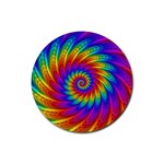 Psychedelic Rainbow Spiral Rubber Round Coaster (4 pack)