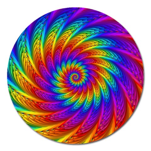 Psychedelic Rainbow Spiral Magnet 5  (Round) from ArtsNow.com Front