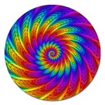 Psychedelic Rainbow Spiral Magnet 5  (Round)