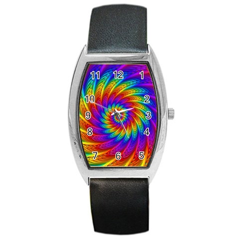 Psychedelic Rainbow Spiral Barrel Style Metal Watch from ArtsNow.com Front