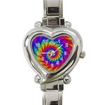 Psychedelic Rainbow Spiral Heart Italian Charm Watch