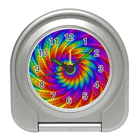 Psychedelic Rainbow Spiral Travel Alarm Clock from ArtsNow.com Front