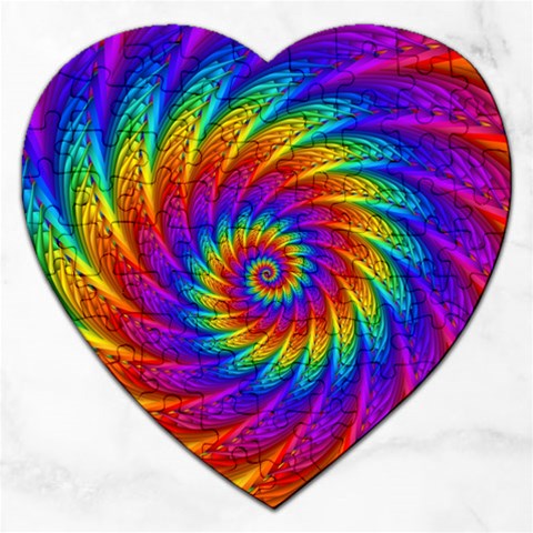 Psychedelic Rainbow Spiral Jigsaw Puzzle (Heart) from ArtsNow.com Front