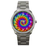 Psychedelic Rainbow Spiral Sport Metal Watch