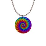 Psychedelic Rainbow Spiral 1  Button Necklace