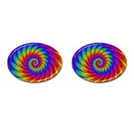 Psychedelic Rainbow Spiral Cufflinks (Oval)