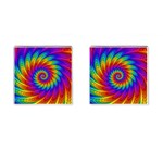 Psychedelic Rainbow Spiral Cufflinks (Square)