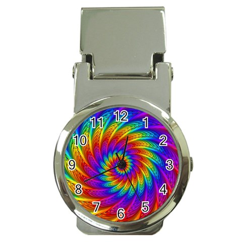 Psychedelic Rainbow Spiral Money Clip Watch from ArtsNow.com Front