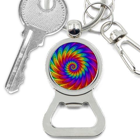 Psychedelic Rainbow Spiral Bottle Opener Key Chain from ArtsNow.com Front