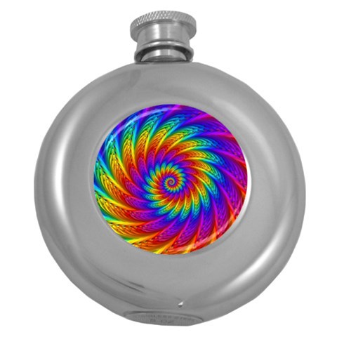 Psychedelic Rainbow Spiral Hip Flask (5 oz) from ArtsNow.com Front