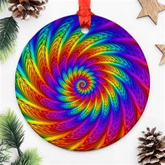 Psychedelic Rainbow Spiral Round Ornament (Two Sides) from ArtsNow.com Back