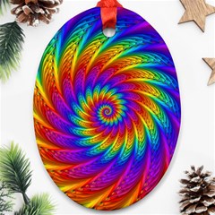 Psychedelic Rainbow Spiral Oval Ornament (Two Sides) from ArtsNow.com Front