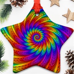 Psychedelic Rainbow Spiral Star Ornament (Two Sides) from ArtsNow.com Front