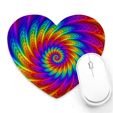 Psychedelic Rainbow Spiral Heart Mousepad from ArtsNow.com Front