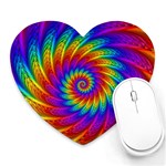 Psychedelic Rainbow Spiral Heart Mousepad