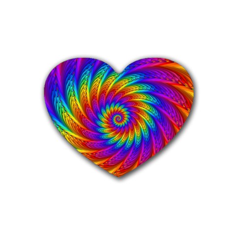 Psychedelic Rainbow Spiral Rubber Coaster (Heart) from ArtsNow.com Front