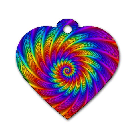 Psychedelic Rainbow Spiral Dog Tag Heart (One Side) from ArtsNow.com Front